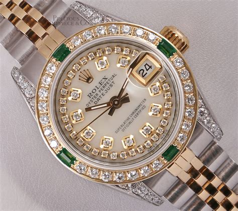 pre owned ladies rolex datejust stainless steel diamond dial